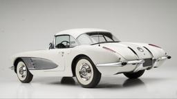 1958 Corvette Dual 4 bbl carbs Snow Crest white/silver -Sat 4:00