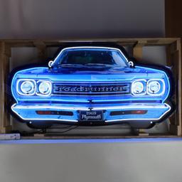 PLYMOUTH ROAD RUNNER GRILL NEON SIGN IN STEEL CAN