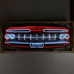 IMPALA GRILL NEON SIGN IN STEEL CAN--60"w x 30"h x 6"d