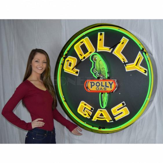 POLLY GAS NEON SIGN IN STEEL CAN--36"w x 36"h x 6"d
