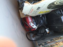 Plastic Bin of Misc Items, Including Drill,