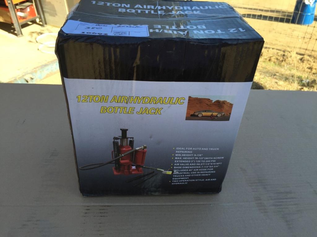 Unused 12-Ton Air/Hydraulic Bottle Jack.