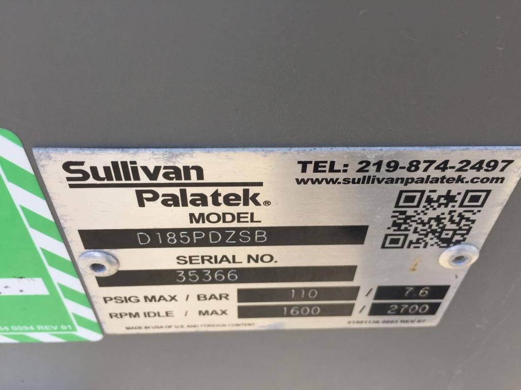 2018 Sullivan D185PDZSB 185 CFM Air Compressor,