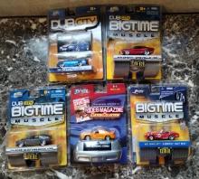Lot (5) Diecast Cars Big Time Muscle Dub City Shelby Cobra Mustang Chevelle Etc