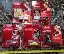Lot of (5) Coca Cola Johnny Lightning Diecast Car Calendar Girl Series Ford Mercury