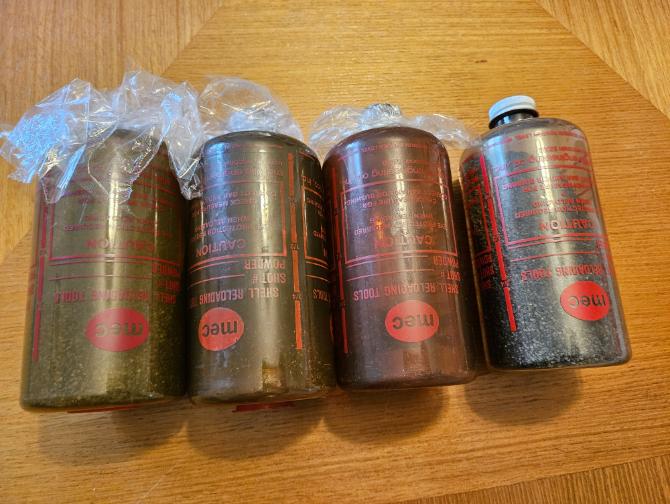 Lot of (4) MEC Shell Reloading Bottles (Partially filled with BBs, See Pics)