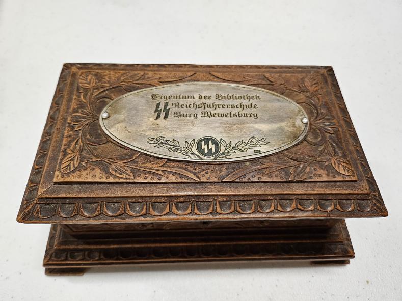 Wooden Box "Reichsführerschule Burg Wewelsburg" Nazi SS Inscribed w/ Key