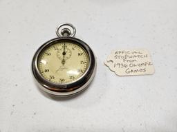 Official Stopwatch From 1936 Berlin Olympics w/ Waffen SS 1942 Inscription on Back