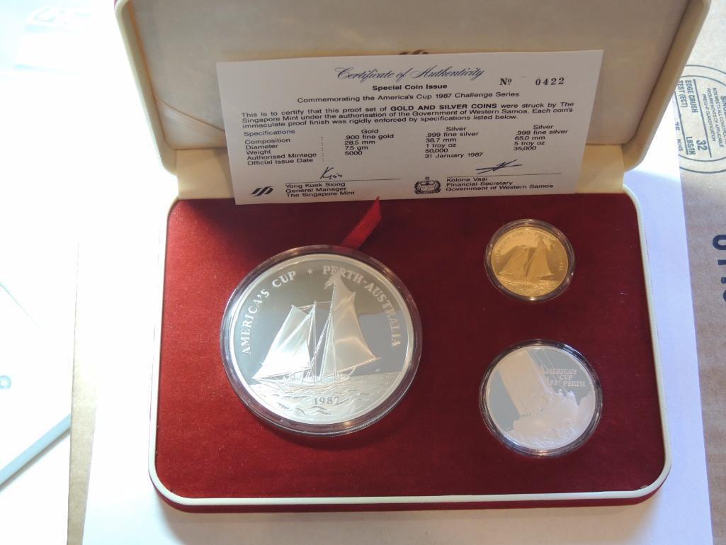 1987 Americas Cup Gold and Silver Coin Set