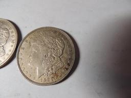 Two 1921 Morgan Dollars