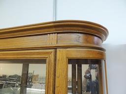 Beautiful Solid Oak Bowed Front Curio Cabinet