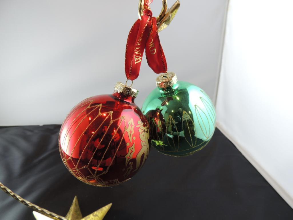 Two Waterford Hand Blown Christmas Balls