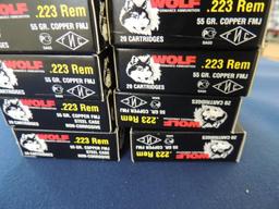 Ten Boxes of Wolf 223 Rem Ammunition