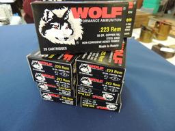 Ten Boxes of Wolf 223 Rem Ammunition