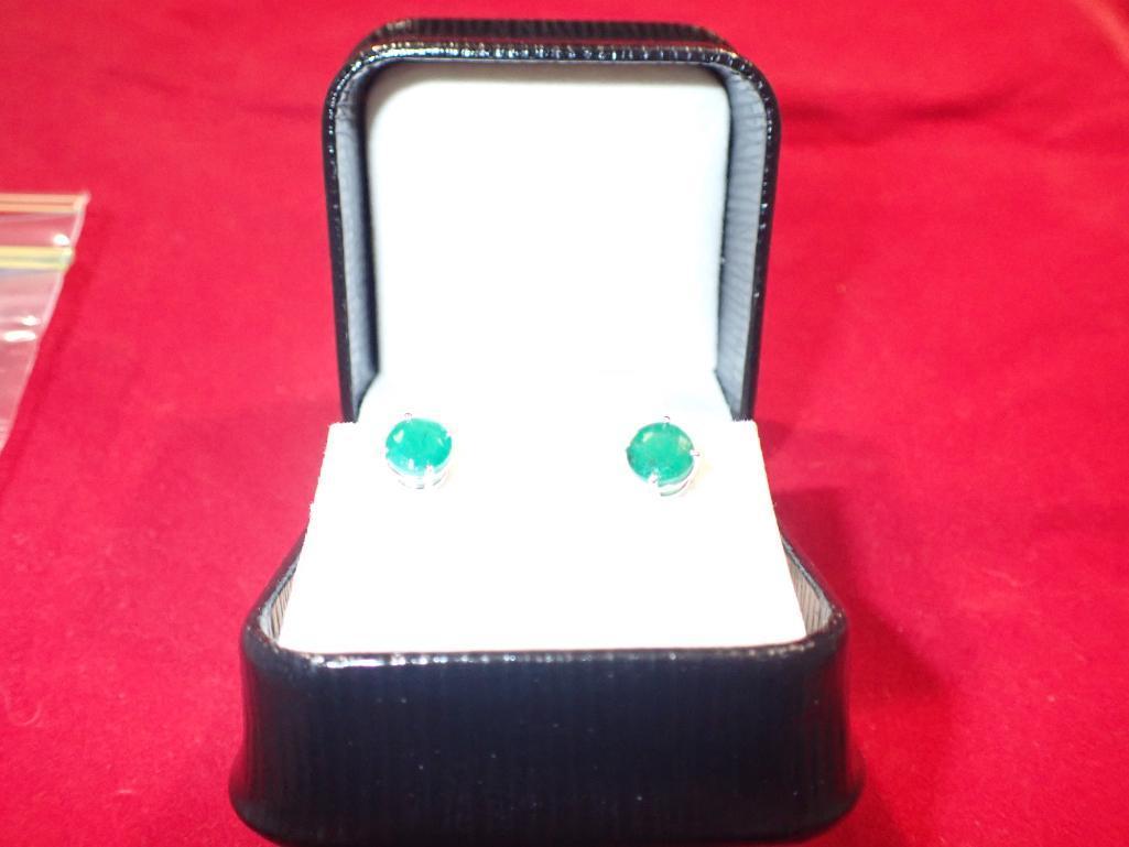 2.03 Carat Natural Emerald Stud Earrings