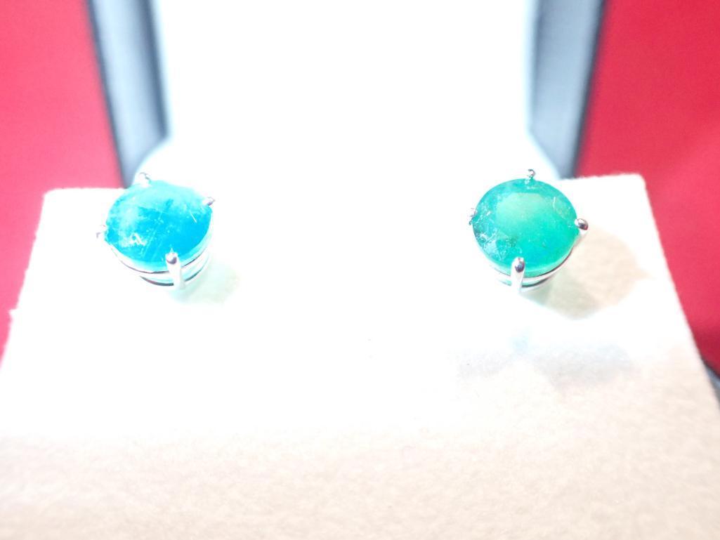 2.03 Carat Natural Emerald Stud Earrings