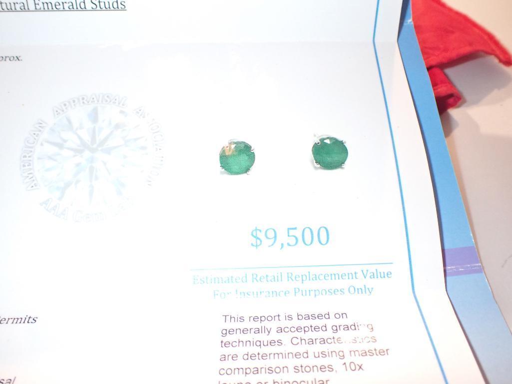 2.03 Carat Natural Emerald Stud Earrings