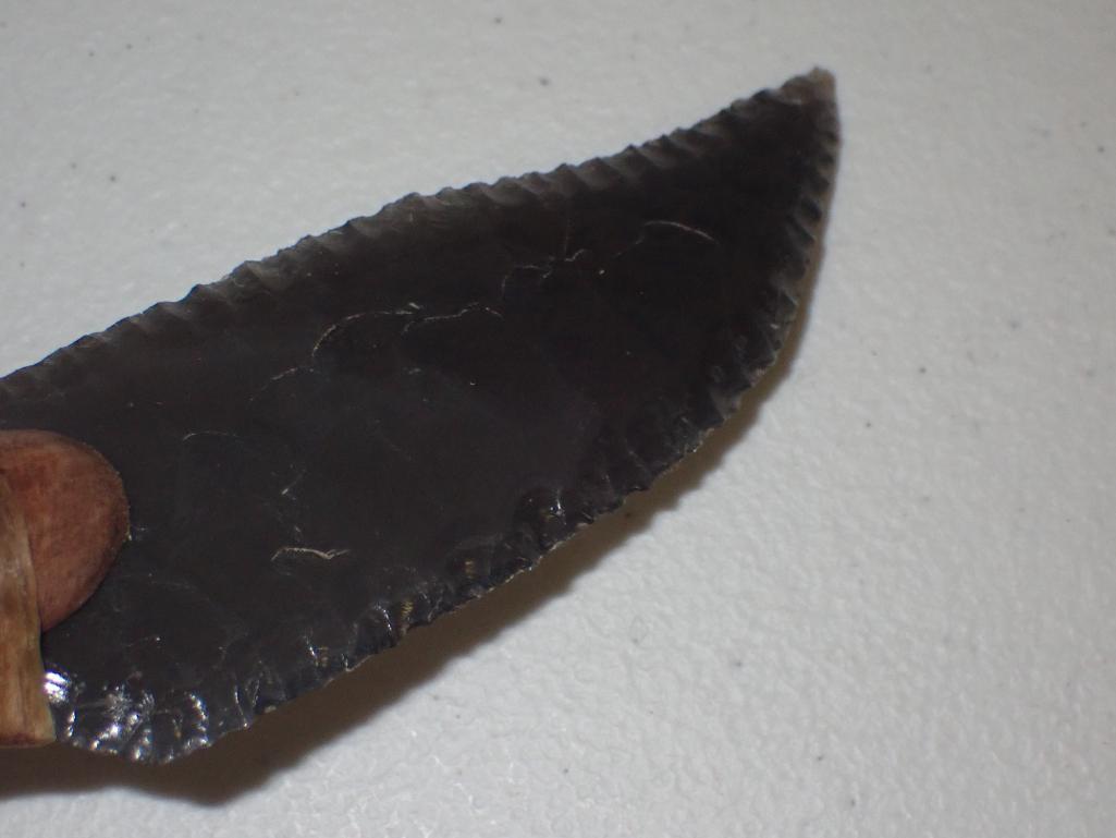 Custom Flint Knapped Antler Handle Knife