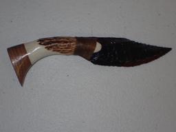 Custom Flint Knapped Antler Handle Knife