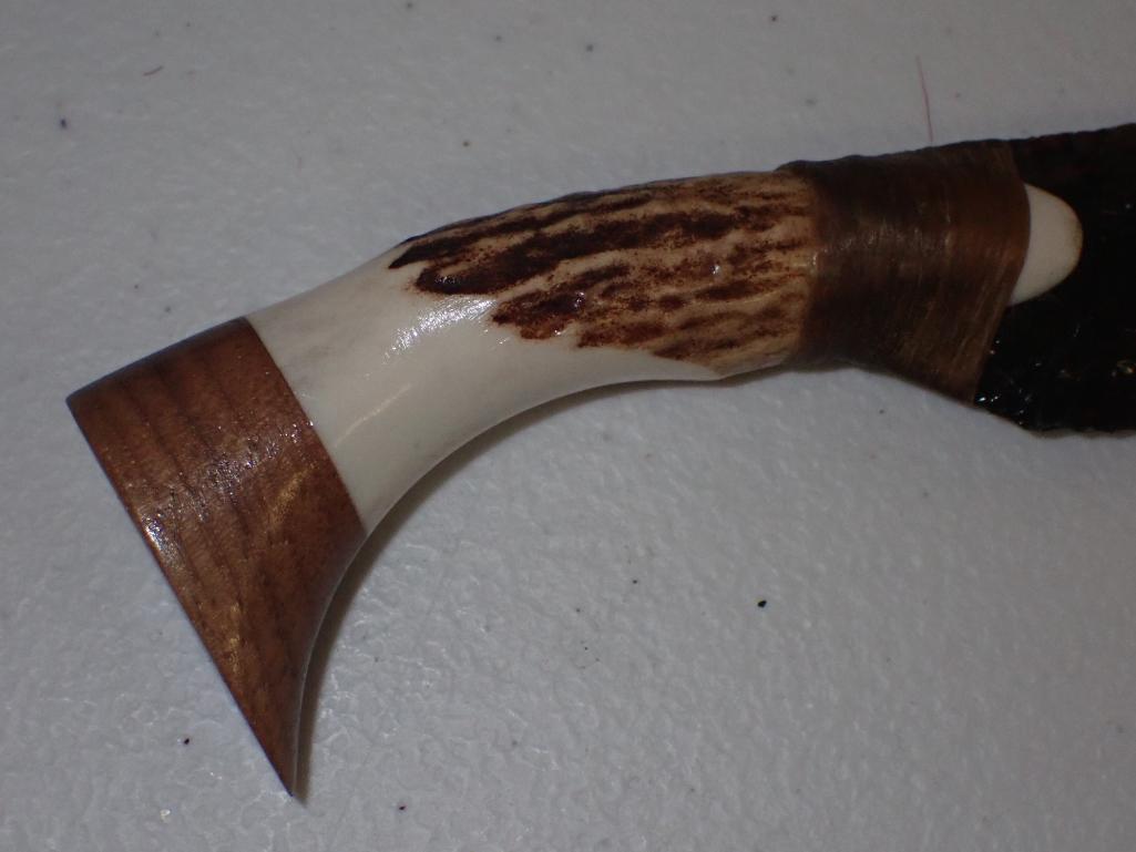 Custom Flint Knapped Antler Handle Knife