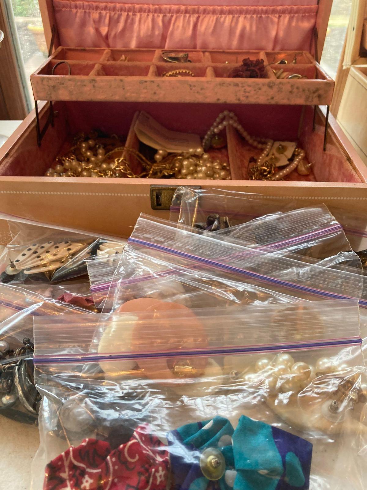 Jewelry box and Bagged Costume Jewelry