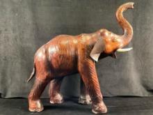 Vintage Leather Elephant Statue