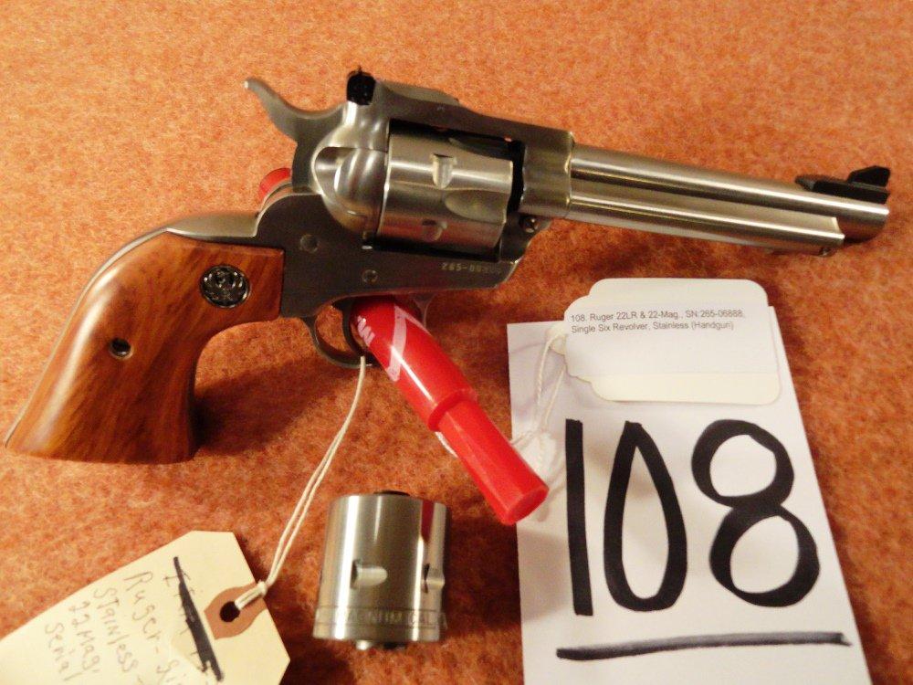 Ruger 22LR & 22-Mag., SN:265-06888, Single Six Revolver, Stainless (Handgun)