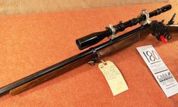 Stevens 414, 22 Short, SN:74902, Org. Bluing, Color & Finish, JW Fecker 5.5 Power Target Scope, Lyma