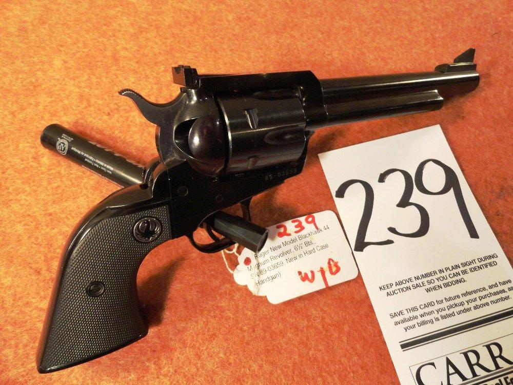 Ruger New Model Blackhawk 44 Magnum Revolver, 6½” Bbl., SN:89-03659, New in Hard Case (Handgun)