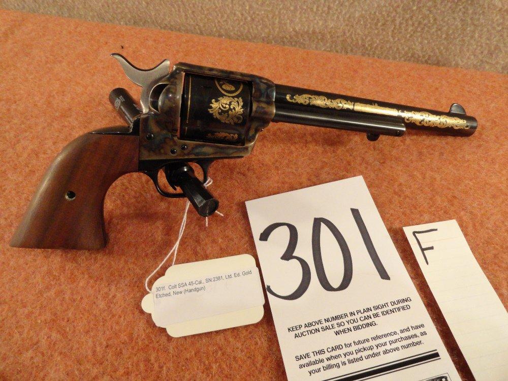 Colt SSA 45-Cal., SN:2381, Ltd. Ed. Gold Etched, New (Handgun)