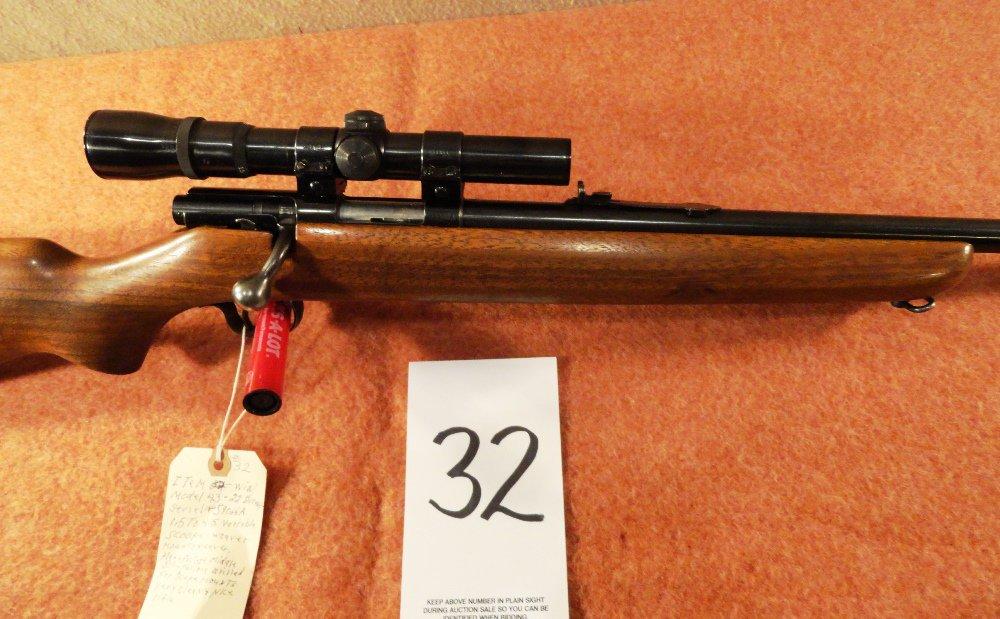 Winchester 43, 22 Hornet, SN:59066A, Mid 1950's, 1.5 to 4.5 Variable Weaver Scope & Mounts, Factory