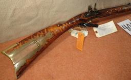 Antique Black Powder Muzzle Loader, 40-Cal., 42” Bbl., Over All Length 59”, Curly Tiger Stripe Maple