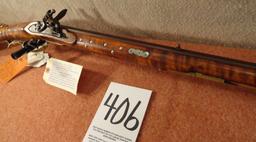 Antique Black Powder Muzzle Loader, 40-Cal., 42” Bbl., Over All Length 59”, Curly Tiger Stripe Maple