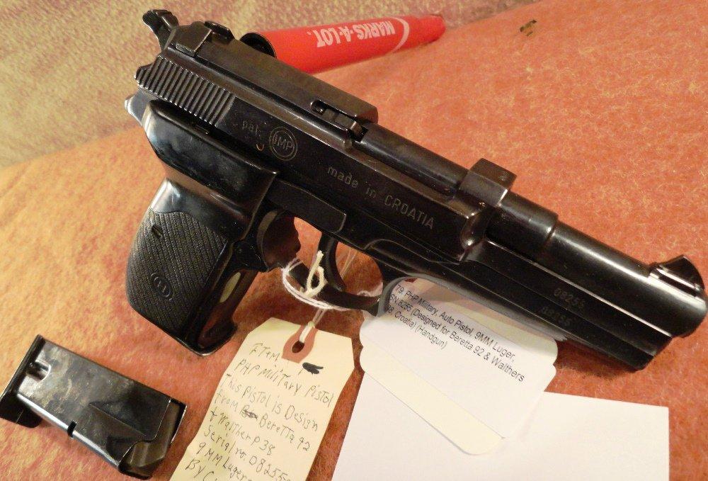 PHP Military, Auto Pistol, 9MM Luger, SN:8255 (Designed for Beretta 92 & Walthers P38, Croatia) (Han