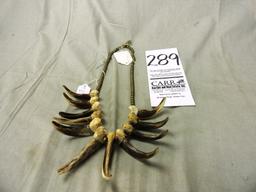 Bear Claw Necklace (11) Claws on Brass, Beaded (IA)