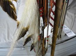 Headdress on Stand, Beautiful Bead & Feather Work w/Horse Hair (IA)