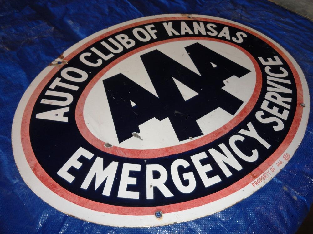 AAA Auto Club of Kansas, 30" x 23", Double Sided Porcelain
