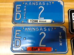 (7) Edwards County, KS Truck/Trailer License Plates (2) 1967, (2) 1968, (2) 1969, 1970