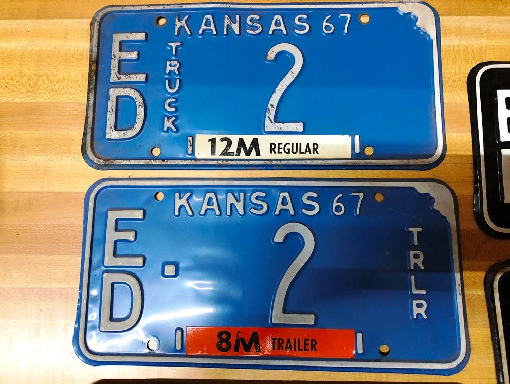 (7) Edwards County, KS Truck/Trailer License Plates (2) 1967, (2) 1968, (2) 1969, 1970