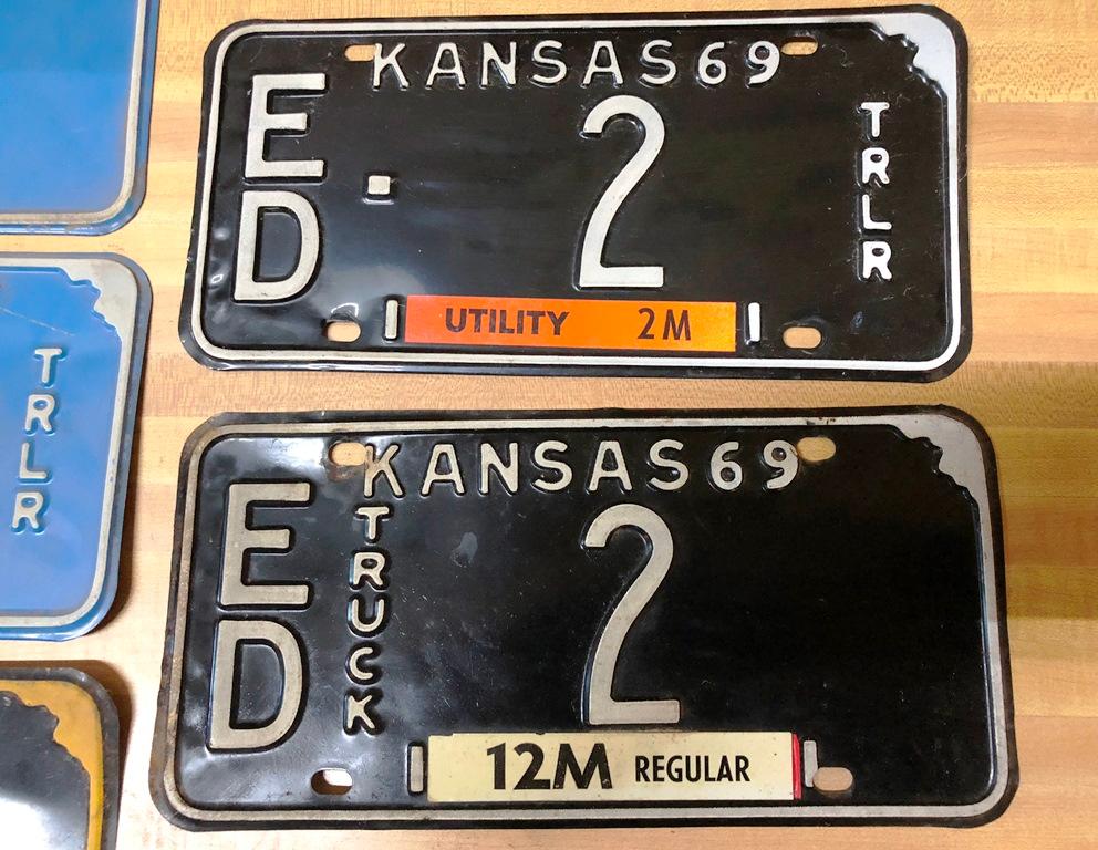 (7) Edwards County, KS Truck/Trailer License Plates (2) 1967, (2) 1968, (2) 1969, 1970