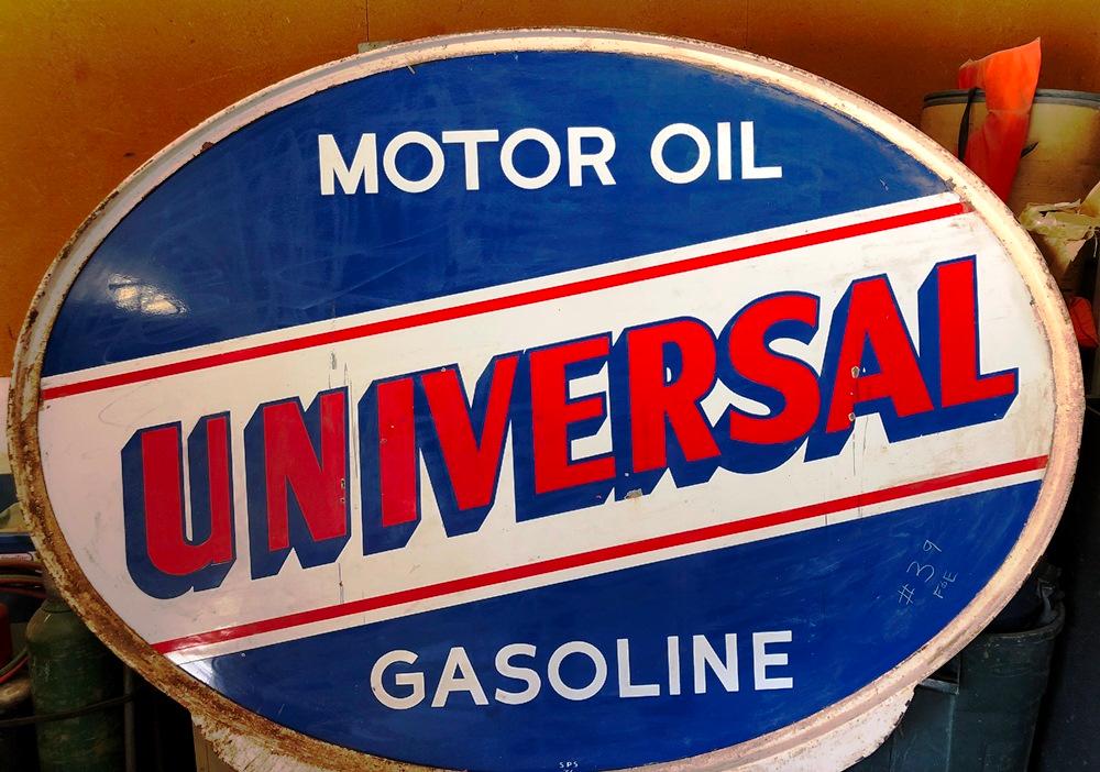 Universal Lubricants "Wichita, KS" double sided Porcelain Sign 7' x 5'