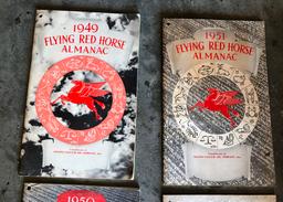 (4) 1949 – 1957 (No 55) Flying Red Horse Almanacs 7 Gasoline Service Pump Bank