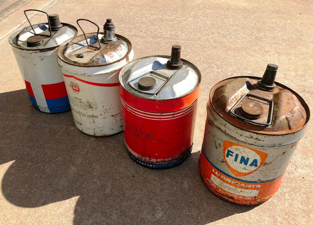 (4) Cans – Fina, Skelly, Phillips 66, Amoco (5-Gal)