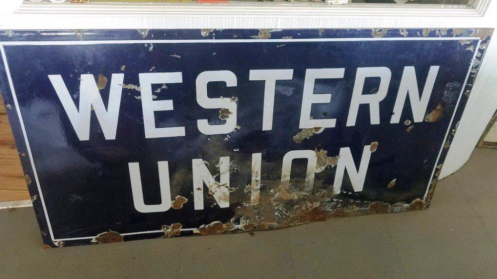 Western Union 36 x 72 Single Sided Porcelain Sign