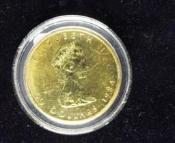 1984 Canadian Maple Leaf Gold Coin 50 Dollar 1 oz.