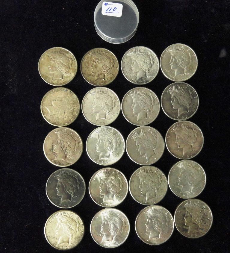 (20) 1922 Peace Dollars