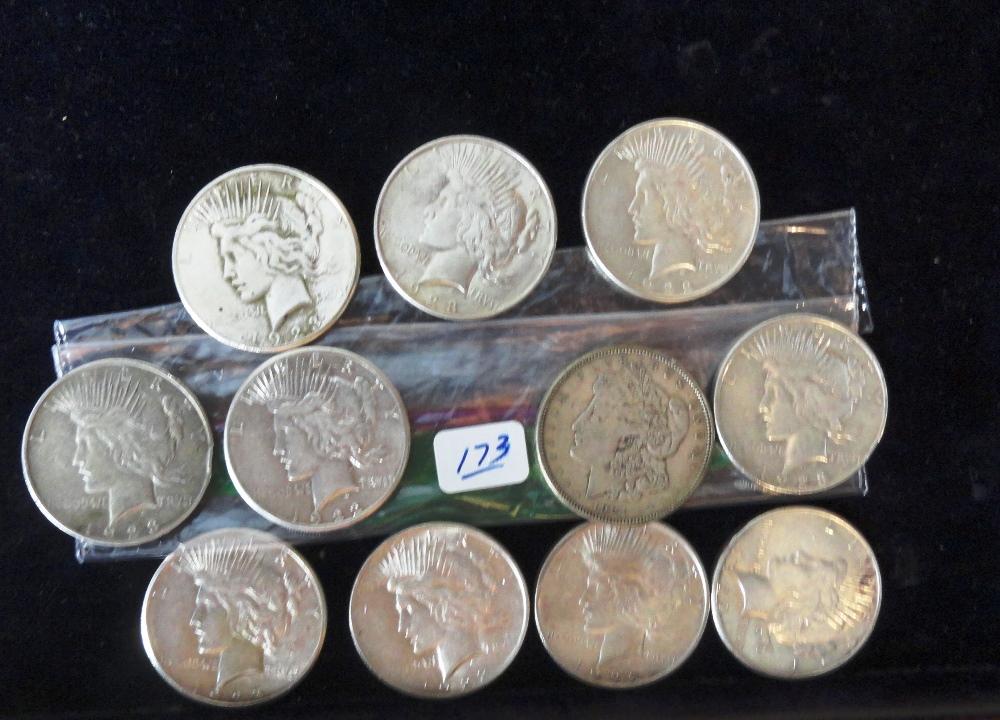 (10) 1922 – 23 Peace Dollars (1) 1921 Morgan Dollars