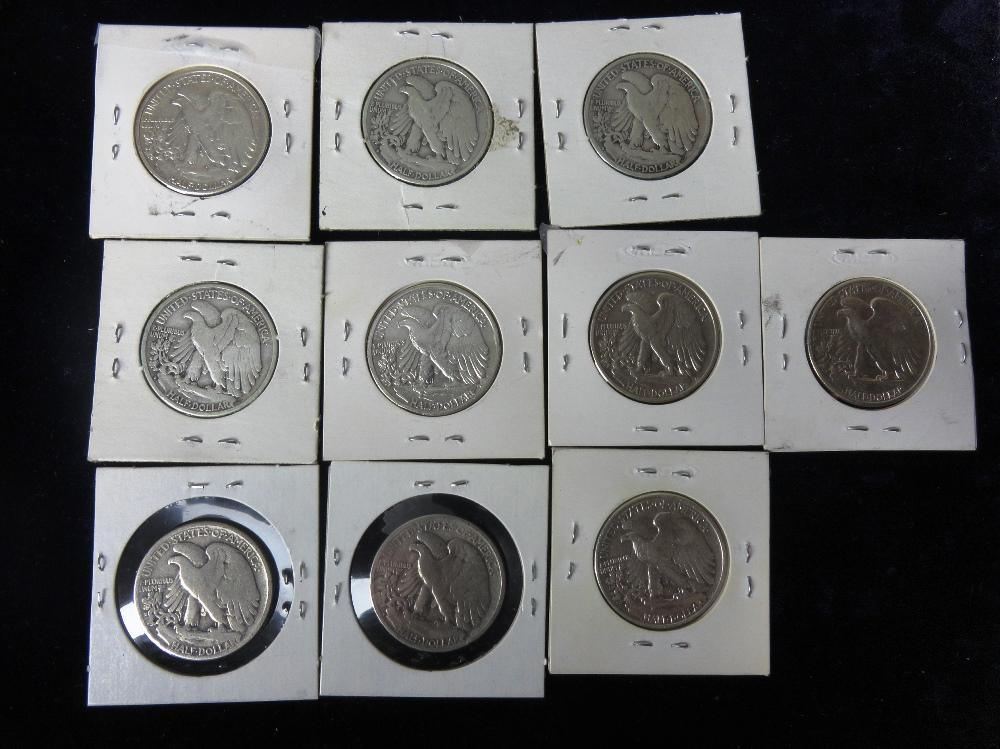 (10) Walking Liberty Half Dollars