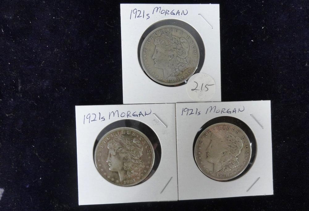 (3) 1921-S Morgan Dollars