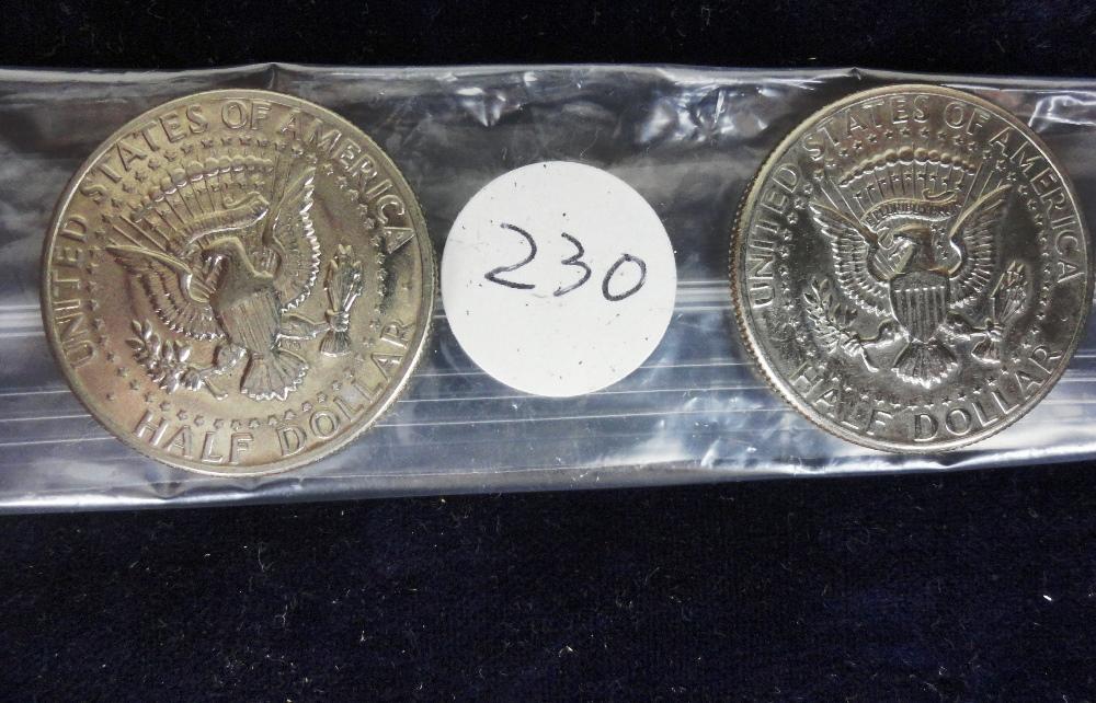 (2) 1971-D Clad Silver Kennedy Half-Dollars